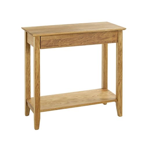 Console Table D'appoint 1 Tiroir En Bois Massif Huilé Coloris Chêne - L. 75 X H. 75 X P. 35 Cm