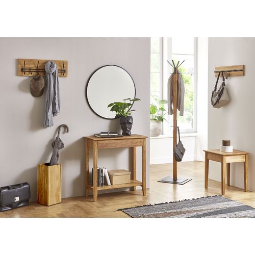 Console Table D'appoint 1 Tiroir En Bois Massif Huilé Coloris Chêne - L. 75 X H. 75 X P. 35 Cm