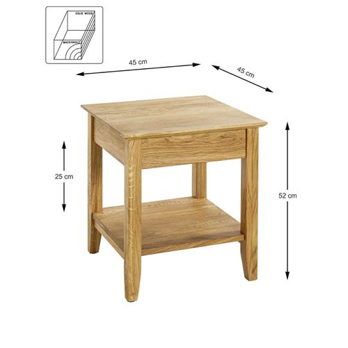 Bout de canapé En Bois Massif Huilé Coloris Chêne - Longueur 45 X Hauteur 52 X Profondeur 45 Cm