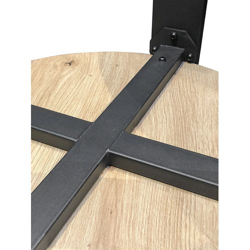 Table Basse Ronde Coloris Chêne Et Métal Noir - Diamètre 75 X Hauteur 42 Cm