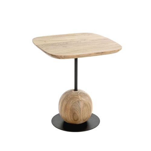 Bout de canapé Carré Coloris Chêne Naturel Pied En Métal Noir - L. 45 X P. 45 X H. 50 Cm