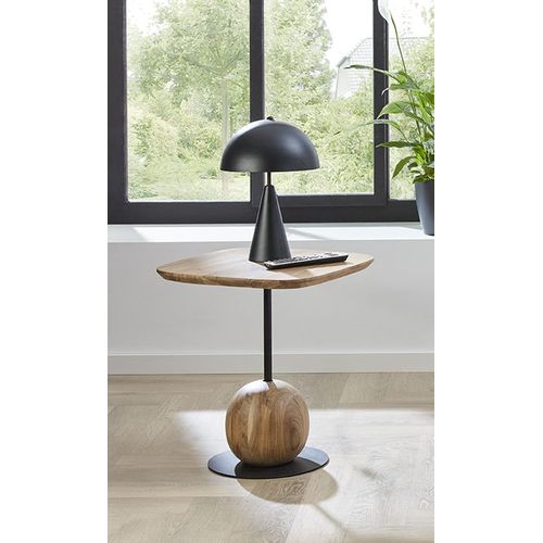 Bout de canapé Carré Coloris Chêne Naturel Pied En Métal Noir - L. 45 X P. 45 X H. 50 Cm