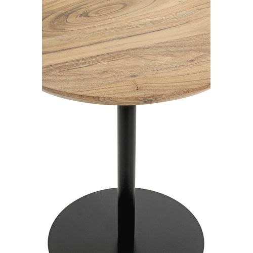 Bout de canapé Ronde Coloris Chêne Naturel Et Pied En Métal Noir - Diamètre 40 X Hauteur 45 Cm