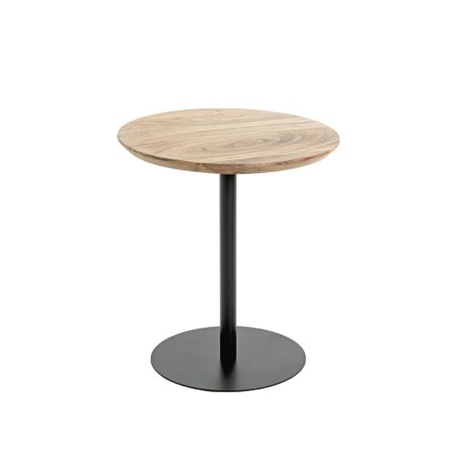 Bout de canapé Ronde Coloris Chêne Naturel Et Pied En Métal Noir - Diamètre 40 X Hauteur 45 Cm