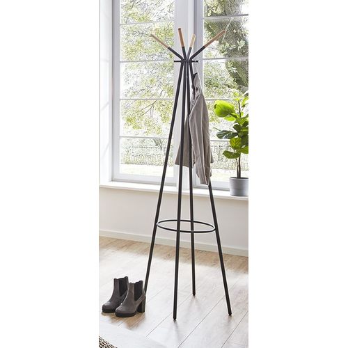 Porte-manteau En Métal Gris Avec 8 Crochets - Diamètre 56 X Hauteur 175 Cm