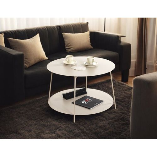 Table Basse Ronde Table D'appoint En Métal Coloris Gris - Diamètre 65 X Hauteur 40 Cm