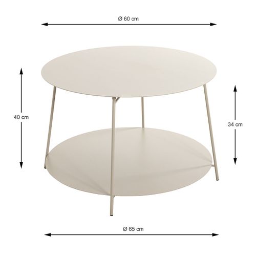 Table Basse Ronde Table D'appoint En Métal Coloris Gris - Diamètre 65 X Hauteur 40 Cm