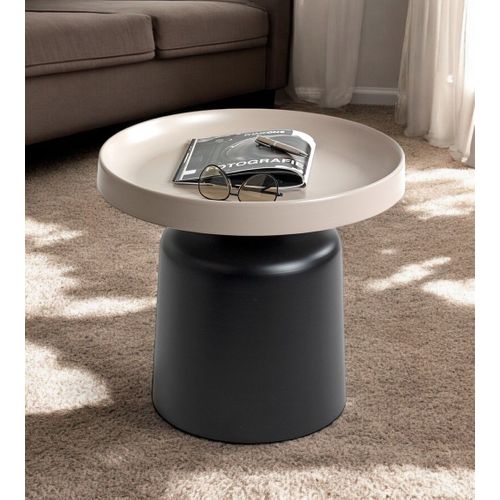 Table D'appoint Ronde En Métal Noir/gris - Diamètre 50 X Hauteur 45 Cm