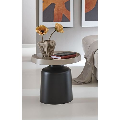 Table D'appoint Ronde En Métal Noir/gris - Diamètre 50 X Hauteur 45 Cm