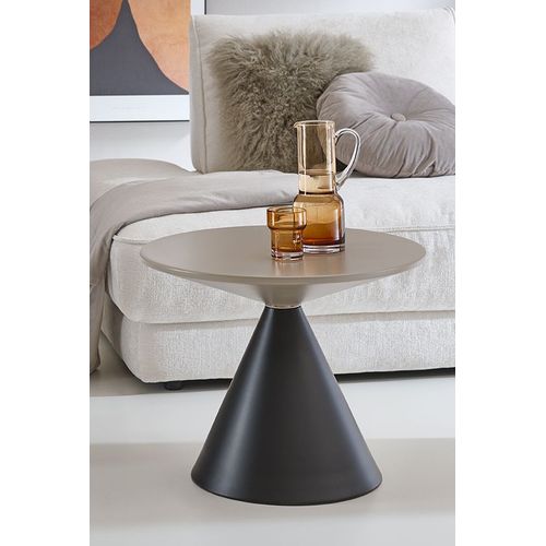 Table Ronde Moderne En Métal Avec Base Piédestal Coloris Gris/noir - Diamètre 60 X H. 47 Cm