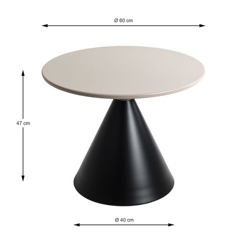 Table Ronde Moderne En Métal Avec Base Piédestal Coloris Gris/noir - Diamètre 60 X H. 47 Cm