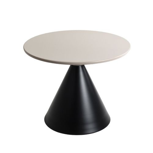 Table Ronde Moderne En Métal Avec Base Piédestal Coloris Gris/noir - Diamètre 60 X H. 47 Cm