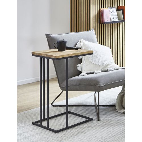 Table D'appoint Table à Café Bout De Canapé Coloris Chêne/noir - L. 35 X H. 68 X P. 46cm