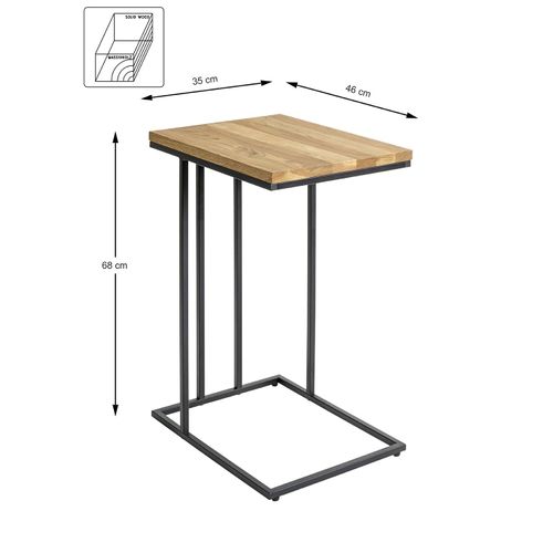 Table D'appoint Table à Café Bout De Canapé Coloris Chêne/noir - L. 35 X H. 68 X P. 46cm