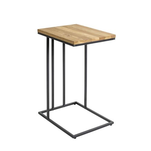 Table D'appoint Table à Café Bout De Canapé Coloris Chêne/noir - L. 35 X H. 68 X P. 46cm