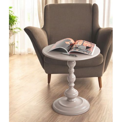 Table Basse Ronde Table D'appoint En Métal Coloris Gris Cachemire - Diamètre 42 X Hauteur 46 Cm