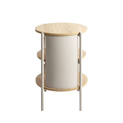 Table D'appoint Table Basse Coloris Chêne/gris - Diamètre 44 X Hauteur 60 Cm