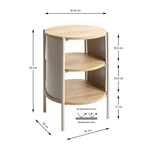 Table D'appoint Table Basse Coloris Chêne/gris - Diamètre 44 X Hauteur 60 Cm