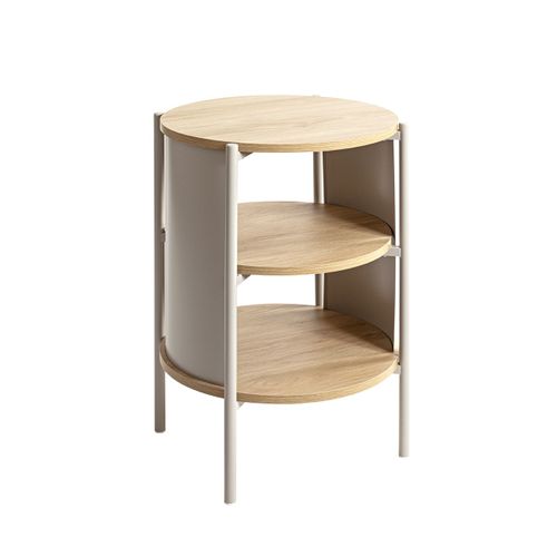 Table D'appoint Table Basse Coloris Chêne/gris - Diamètre 44 X Hauteur 60 Cm