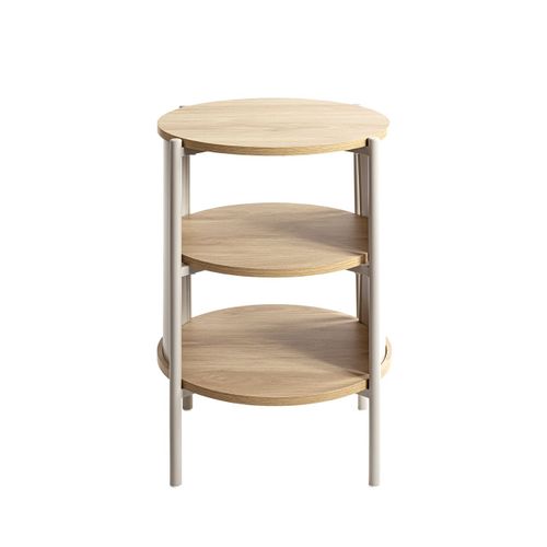 Table D'appoint Table Basse Coloris Chêne/gris - Diamètre 44 X Hauteur 60 Cm