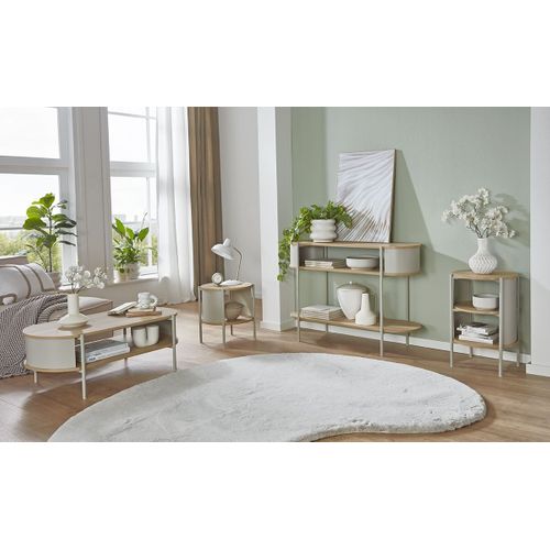 Table D'appoint Table Basse Coloris Chêne/gris - Diamètre 44 X Hauteur 60 Cm