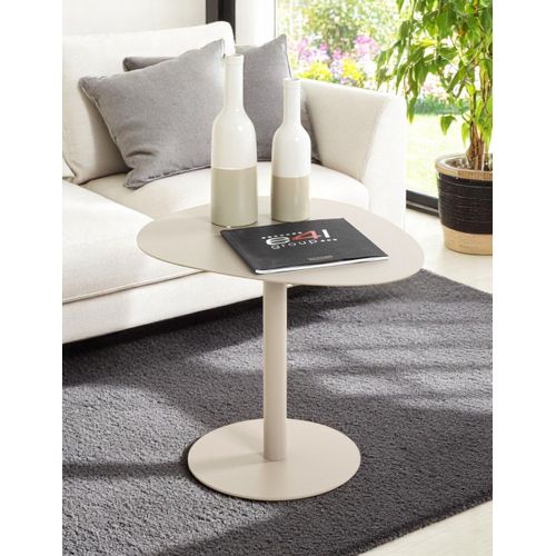 Table D'appoint De Salon En Métal Coloris Gris - L. 51 X P. 41 X H. 42 Cm