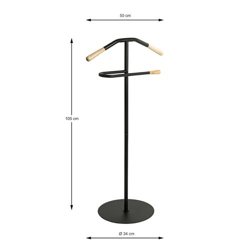 Valet De Nuit Avec Cintre Intégré Coloris Noir - Longueur 50 X Profondeur 34 X Hauteur 105 Cm