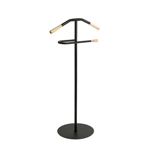 Valet De Nuit Avec Cintre Intégré Coloris Noir - Longueur 50 X Profondeur 34 X Hauteur 105 Cm