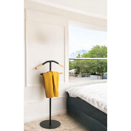 Valet De Nuit Avec Cintre Intégré Coloris Noir - Longueur 50 X Profondeur 34 X Hauteur 105 Cm