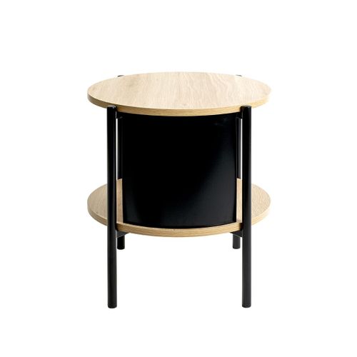 Table D'appoint Table Basse Coloris Chêne/noir - Diamètre 44 X Hauteur 44 Cm