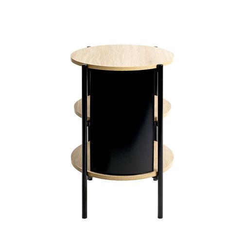 Table D'appoint Table Basse Coloris Chêne/noir - Diamètre 44 X Hauteur 60 Cm