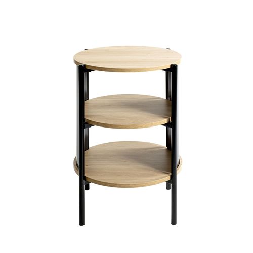 Table D'appoint Table Basse Coloris Chêne/noir - Diamètre 44 X Hauteur 60 Cm