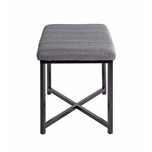 Banc Avec Siège Rembouré Gris Et Cadre En Métal Noir - Longueur 59 X Hauteur 46 X Profondeur 39cm