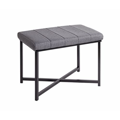 Banc Avec Siège Rembouré Gris Et Cadre En Métal Noir - Longueur 59 X Hauteur 46 X Profondeur 39cm