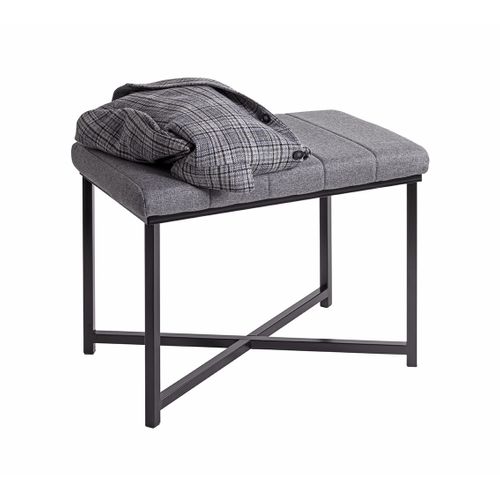 Banc Avec Siège Rembouré Gris Et Cadre En Métal Noir - Longueur 59 X Hauteur 46 X Profondeur 39cm