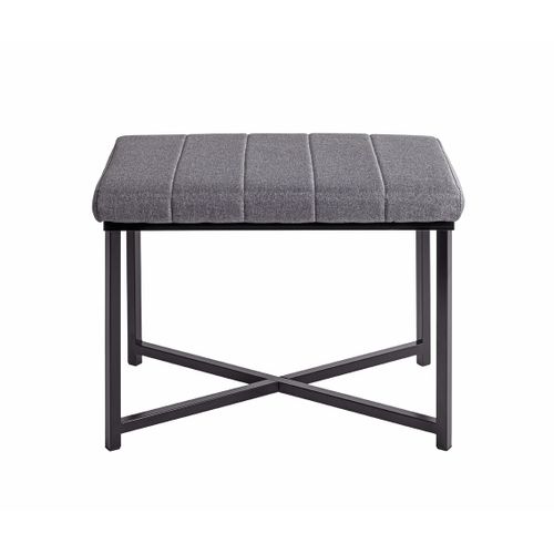 Banc Avec Siège Rembouré Gris Et Cadre En Métal Noir - Longueur 59 X Hauteur 46 X Profondeur 39cm