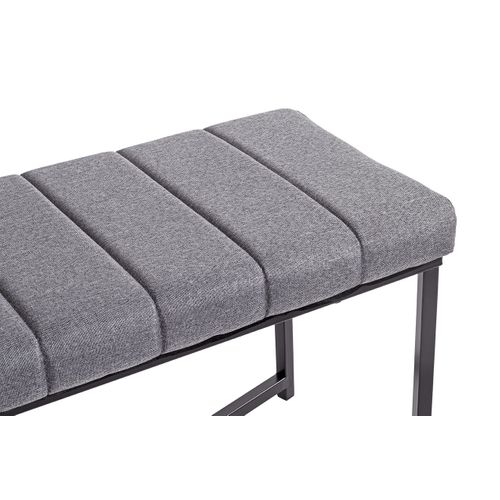 Banc Avec Siège Rembouré Gris Et Cadre En Métal Noir - Longueur 118 X Hauteur 47 X Profondeur 38cm