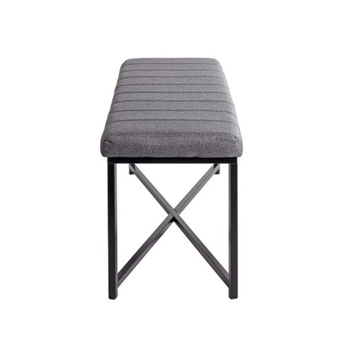 Banc Avec Siège Rembouré Gris Et Cadre En Métal Noir - Longueur 118 X Hauteur 47 X Profondeur 38cm