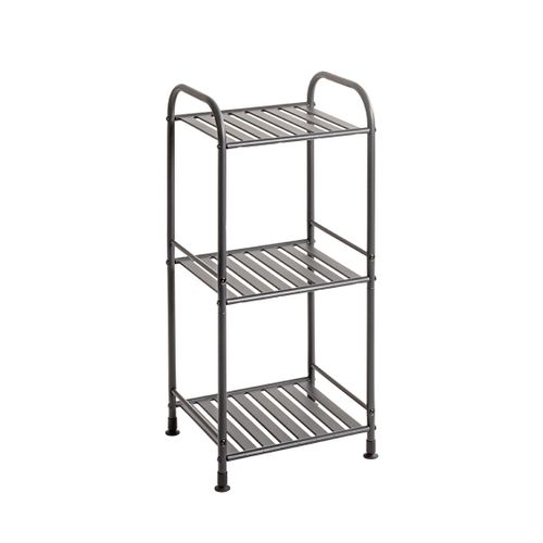 Etagère De 3 Niveaux Meuble De Rangement En Métal Gris Anthracite - L. 33 X H. 78 X P. 28 Cm