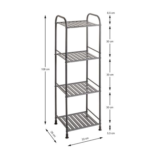 Etagère De 4 Niveaux Meuble De Rangement En Métal Gris Anthracite - L. 33 X H. 108 X P. 28 Cm