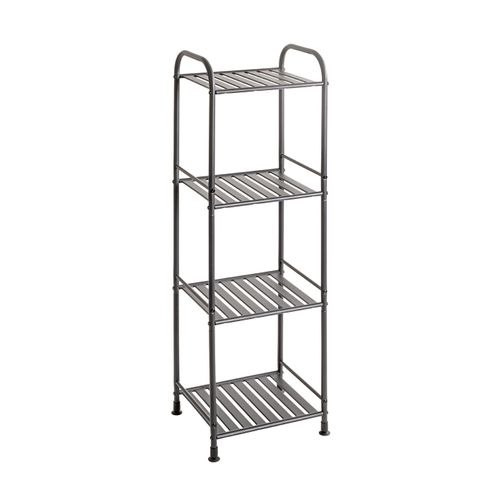 Etagère De 4 Niveaux Meuble De Rangement En Métal Gris Anthracite - L. 33 X H. 108 X P. 28 Cm