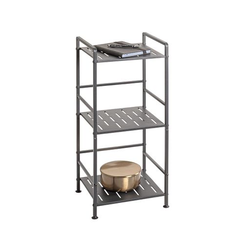Etagère De 3 Niveaux Meuble De Rangement En Métal Gris Anthracite - L. 33 X H. 74 X P. 28 Cm