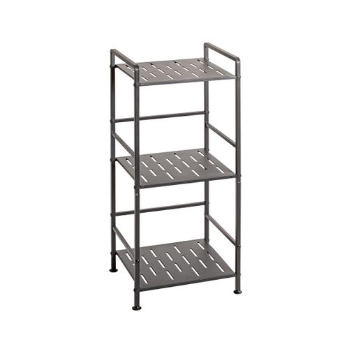 Etagère De 3 Niveaux Meuble De Rangement En Métal Gris Anthracite - L. 33 X H. 74 X P. 28 Cm