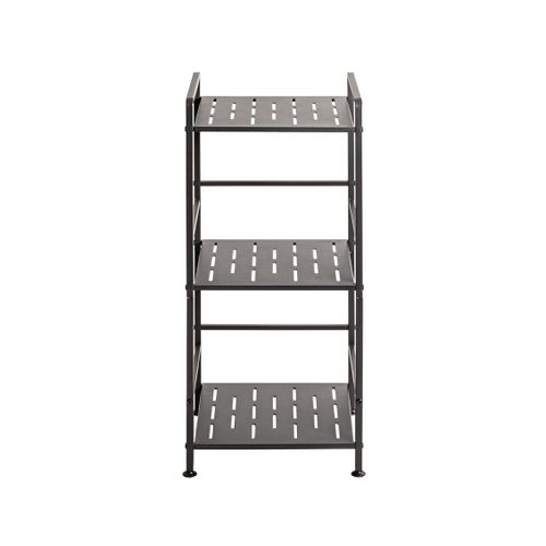 Etagère De 3 Niveaux Meuble De Rangement En Métal Gris Anthracite - L. 33 X H. 74 X P. 28 Cm