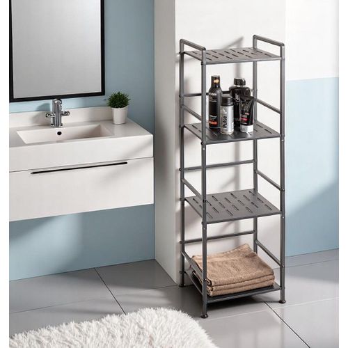 Etagère De 4 Niveaux Meuble De Rangement En Métal Gris Anthracite - L. 33 X H. 106 X P. 28 Cm
