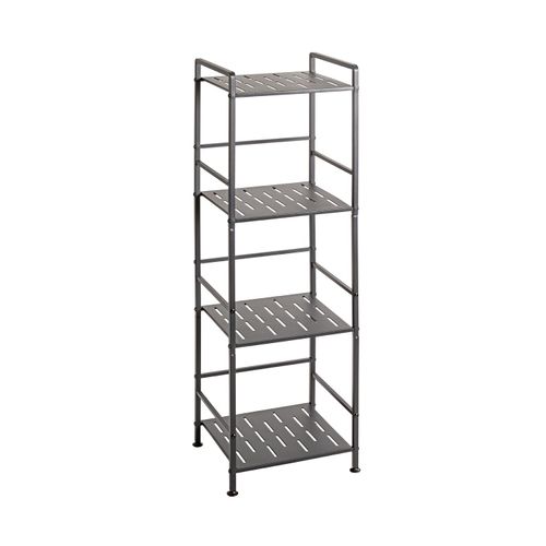 Etagère De 4 Niveaux Meuble De Rangement En Métal Gris Anthracite - L. 33 X H. 106 X P. 28 Cm