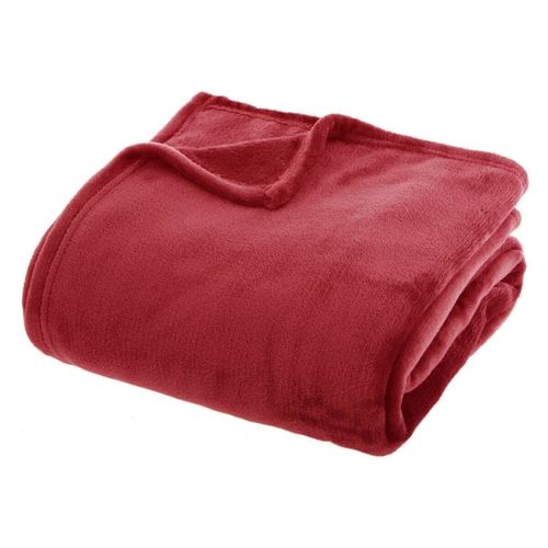 Plaid Couverture En Flanelle Coloris Rouge - Longueur 230 X Largeur 180