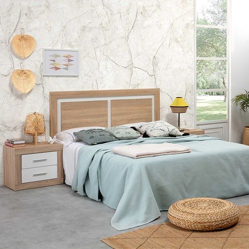 Tête De Lit Coloris Chêne/blanc - Longueur 155 Cm X Hauteur 60 X Profondeur 3 Cm