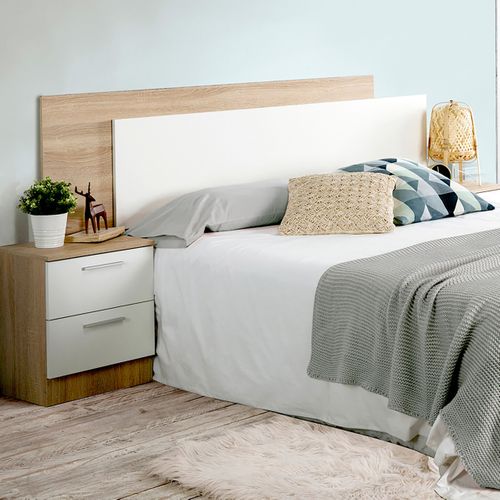 Tête De Lit Coloris Chêne Et Blanc - Longueur 185 X Hauteur 50 X Profondeur 3 Cm