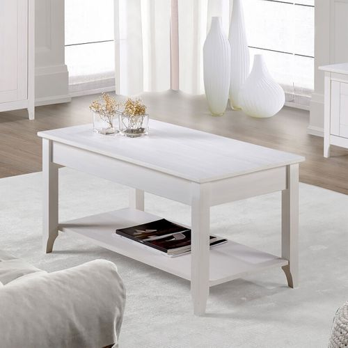 Table Basse Table Salon Avec Pieds Coloris Blanc - Longueur 90 X Hauteur 45 X Profondeur 45 Cm